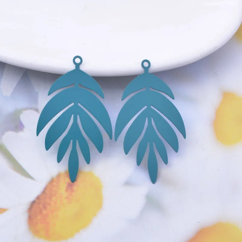 30 Stück AB7017 24*40mm Bemalte Messing-Violett-Fluoreszenz-Blatt-Anhänger für DIY-Schmuck und Ohrringe – Detail 13