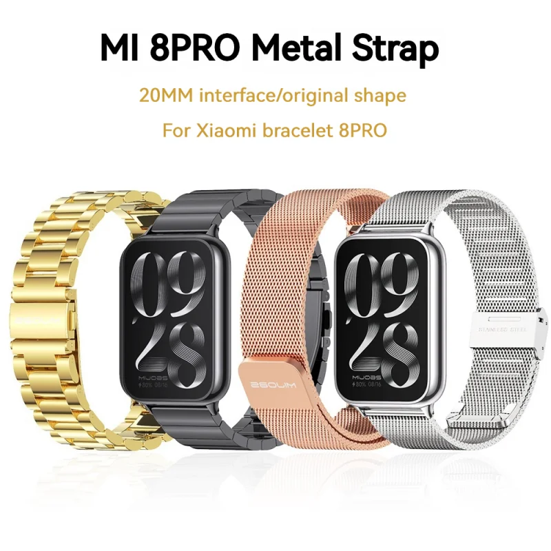 Smart Bracelet for Xiaomi Mi Band 8 Pro Strap Miband 8 Pro Replacement Metal Mesh Stainless Steel Watch Band for Mi Band 8 Pro