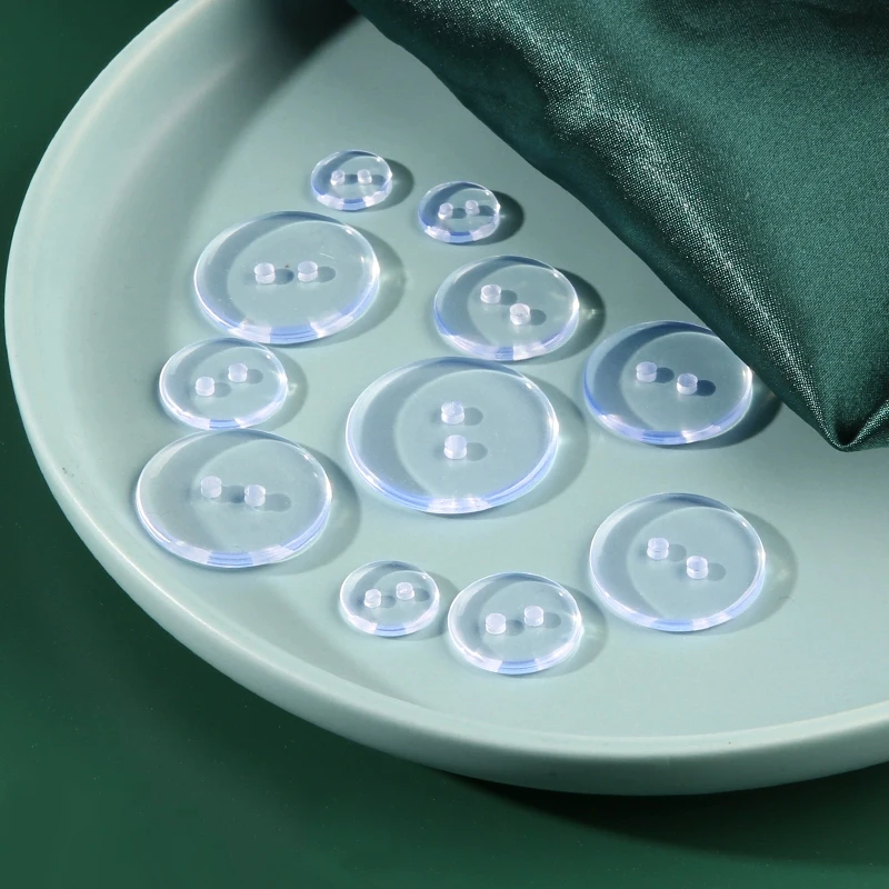 30/50/100pcs Two Hole Transparent Small Buttons Circular Resin Pad Button Shirt Collar Button