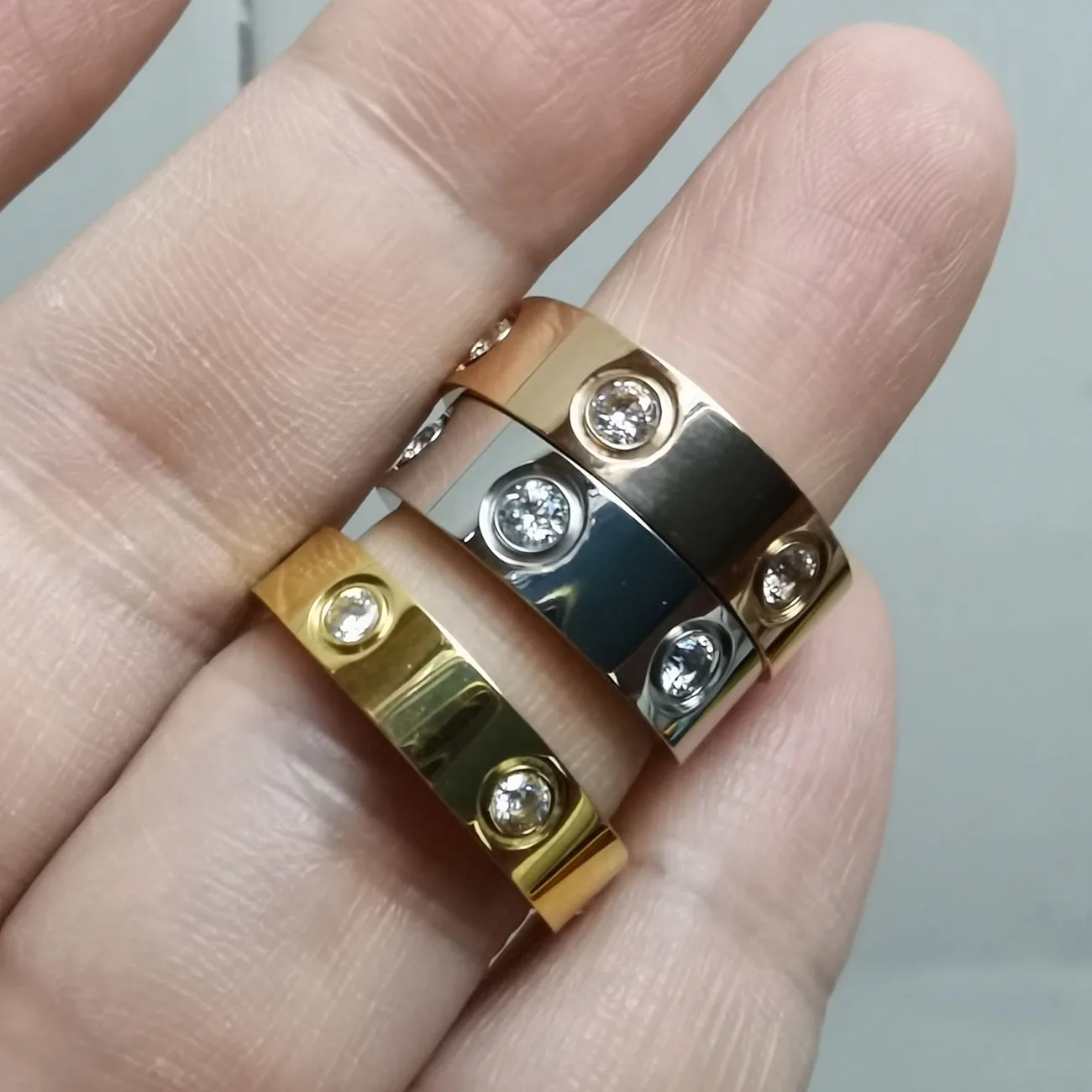 Rose Gold Plated Diamond Studded Band Women Rings Fashion Statement Jewelry 21 Styles Gold Rose Gold Silver Color
