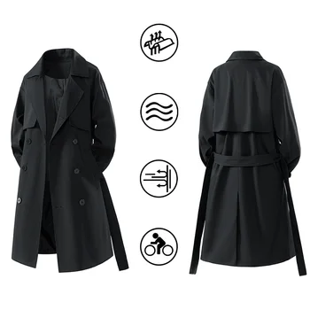 Men's Long Business Casual Trench Coat 5 Jackets Man Spring Men's coats Trench Coat Male Streetwear Windbreaker Trenchcoat Men Solid Business Casual Loose Long Overcoat 5