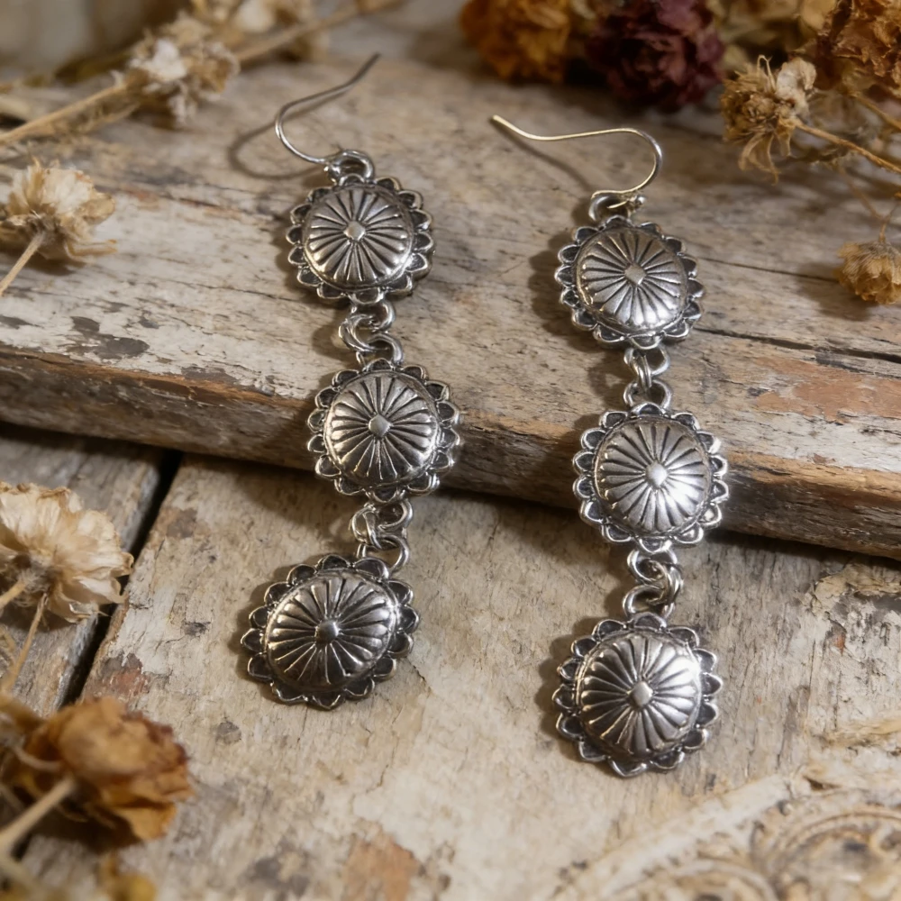 Western Wind Distressed Long Earrings, Must-Have for Bohemian Chic Music Festivals, Trendy Slimming Design Accessories