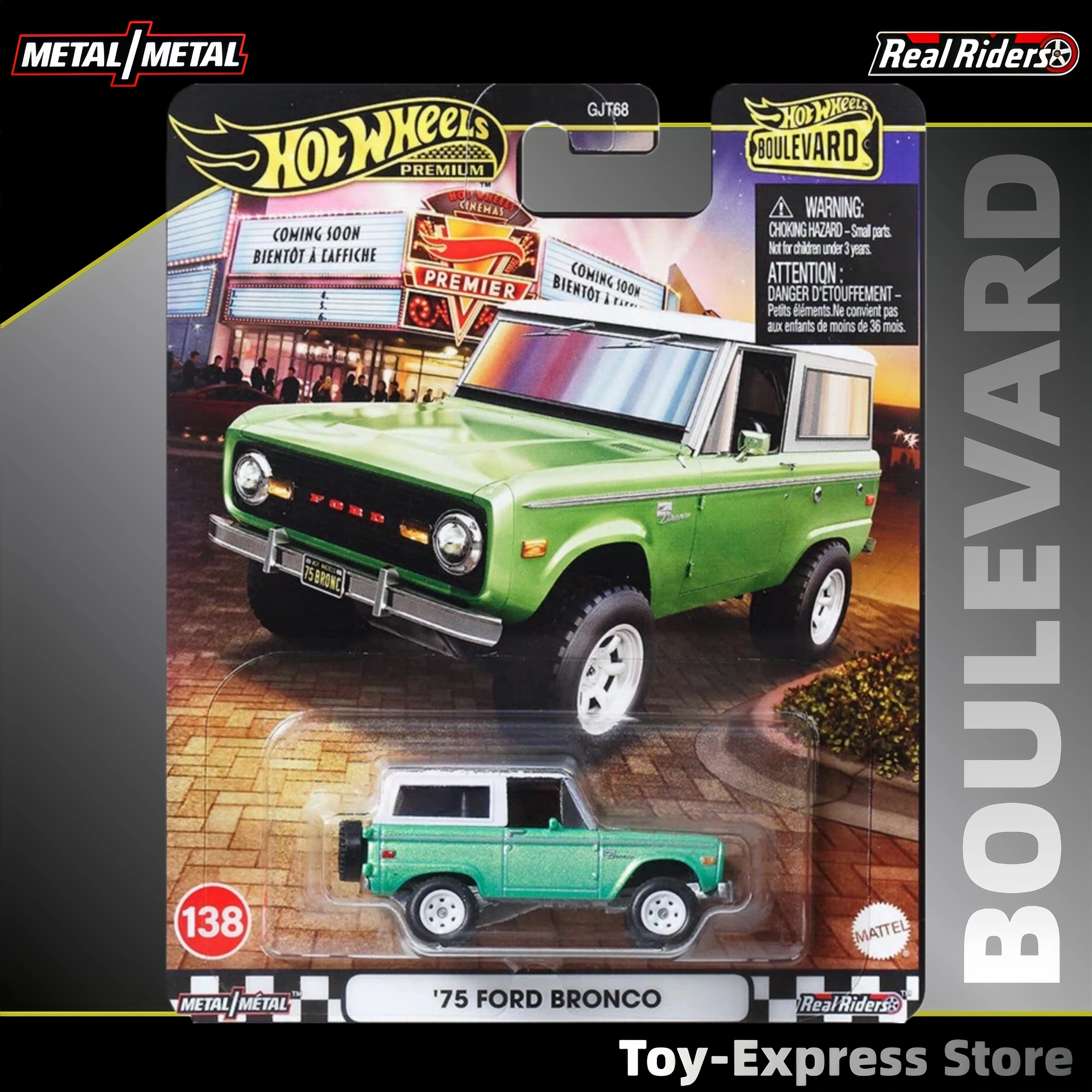

Коллекционная модель автомобиля Hot Wheels Premium 2025 Boulevard '75 Ford Bronco 1:64, игрушка для мальчиков, подарок для детей