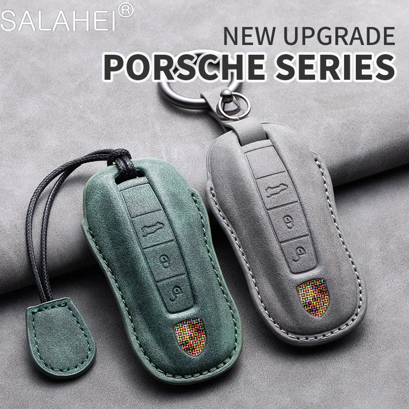 

New Sheepskin Car Key Cover Case Cover Shell For Porsche Panamera Macan Cayenne Cayman Boxster 911 9ya 971 Keychain Accessories