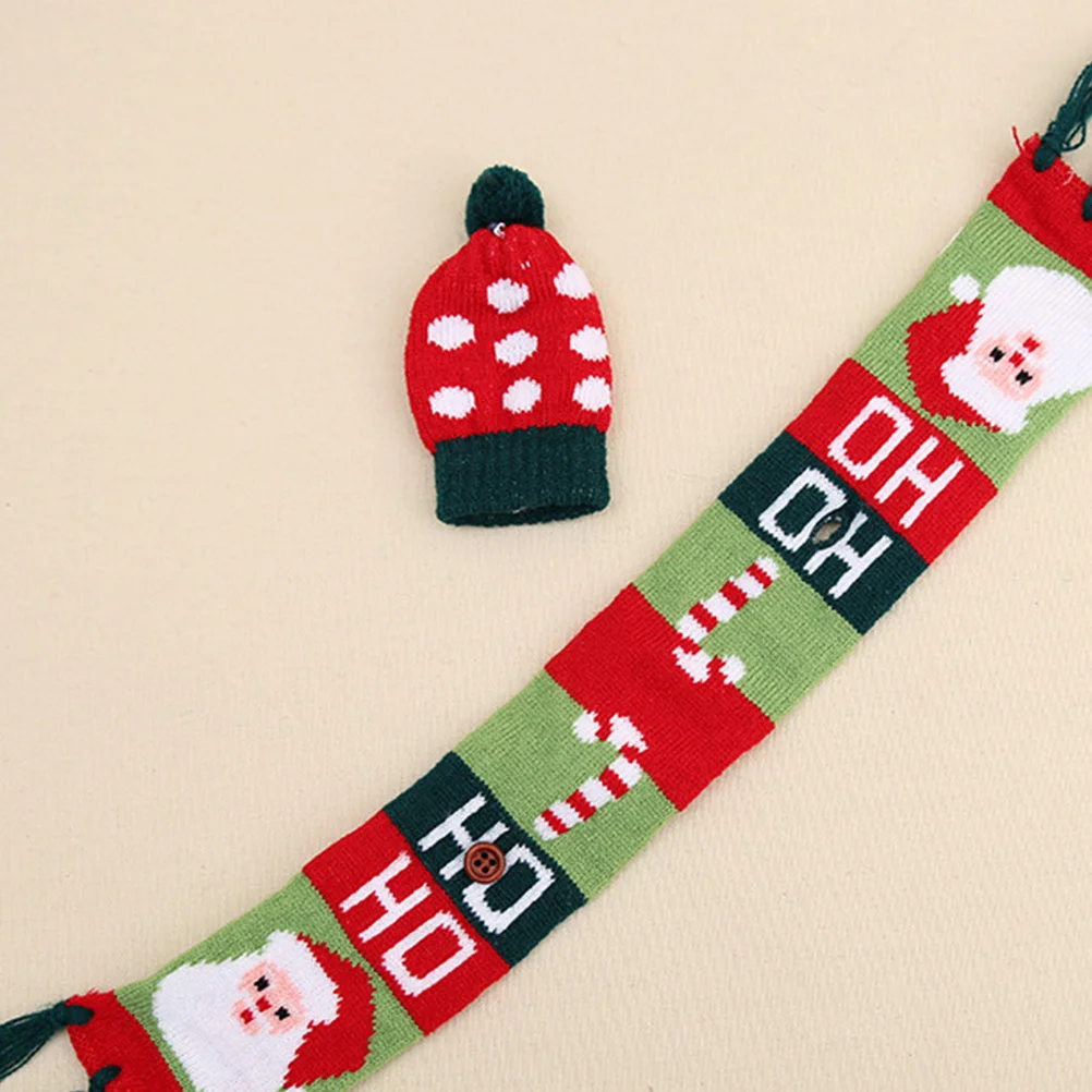 

2Set Wine Bottle Covers Christmas Decorations Bright Color Wine Bottle Scarf Hat Party Gift Wrap Christmas Decoration