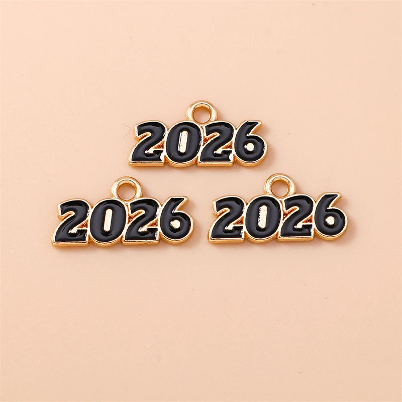 20 Stück 18x9mm Niedliche Emaille-Neujahrs-2026-Zahlen-Anhänger für Schmuckherstellung, Halsketten, Ohrringe, Armbänder, DIY-Bastelbedarf – Detail 10