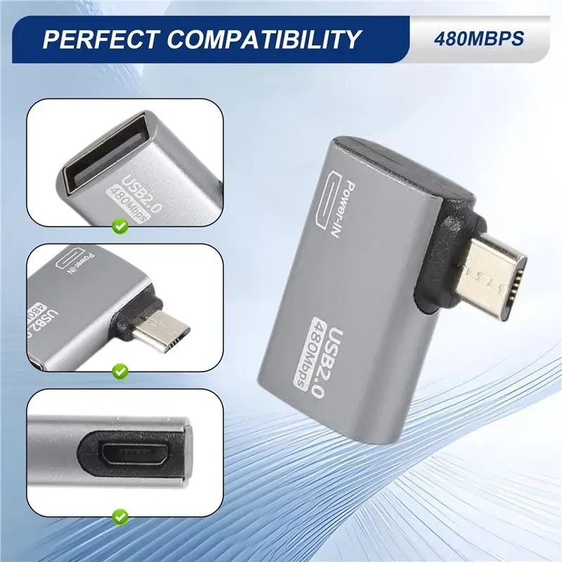 Cable Adapter Power Supplied Micro-USB To USB With Angle Design. Suitable For Tablet, TV (Right) Best Price