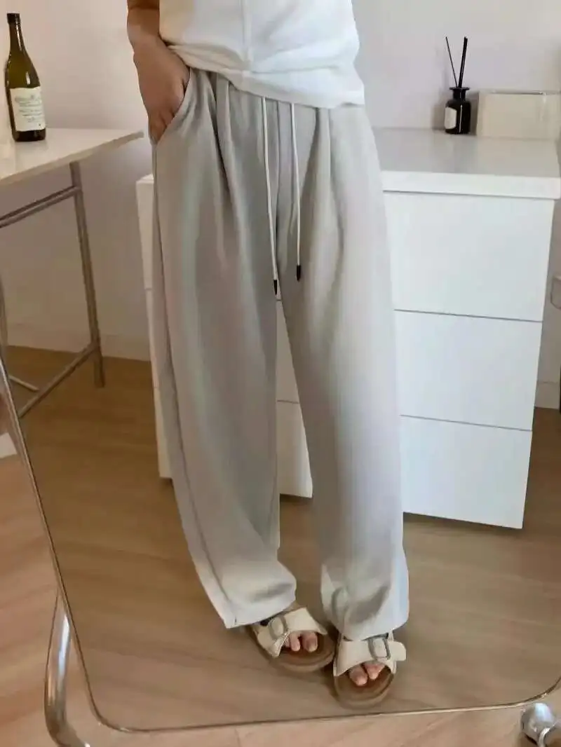 جديد 2024 الصيف عالية الخصر الرباط ياماموتو عازمة سكين السراويل النسائية بلون عادية تنوعا واسعة الساقين السراويل 4MTZ