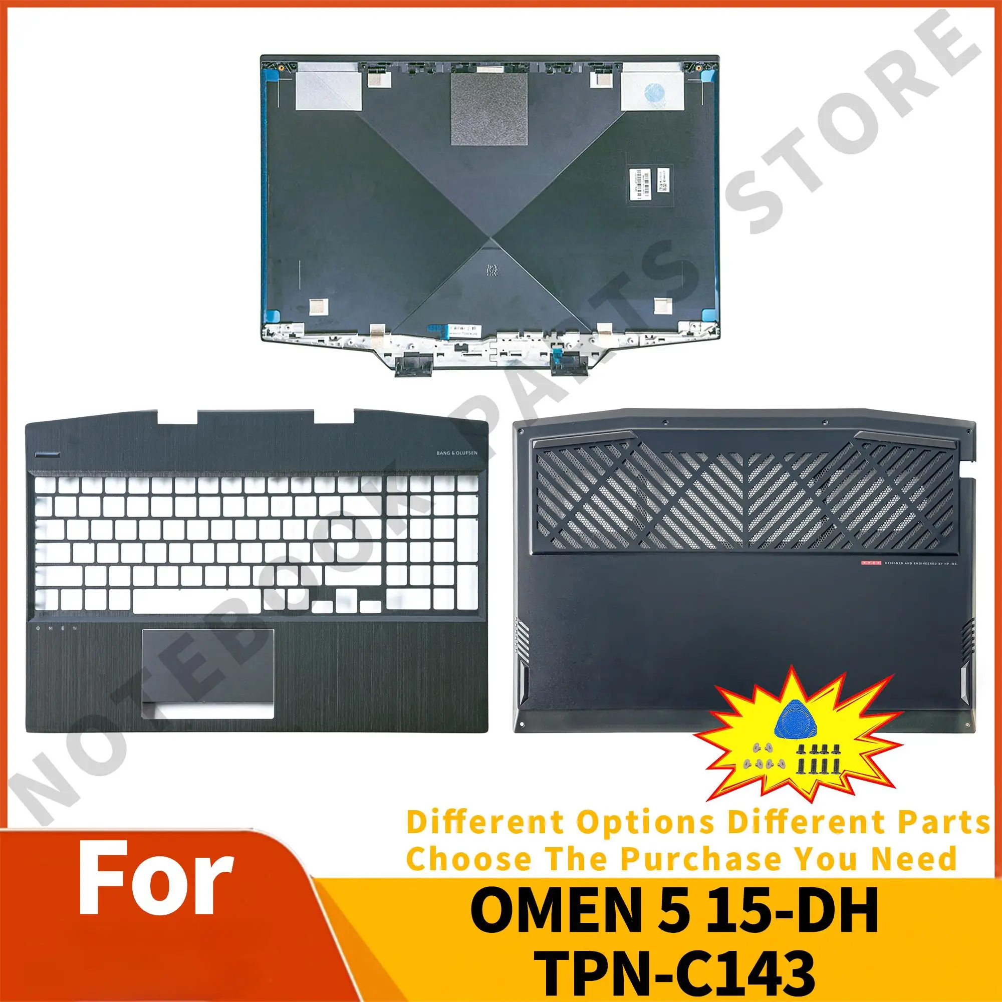 

New For OMEN 5 Air 15-DH TPN-C143 Series Laptop Parts LCD Back Cover/Palmrest/Bottom Case PC Case Replacement L57320-001