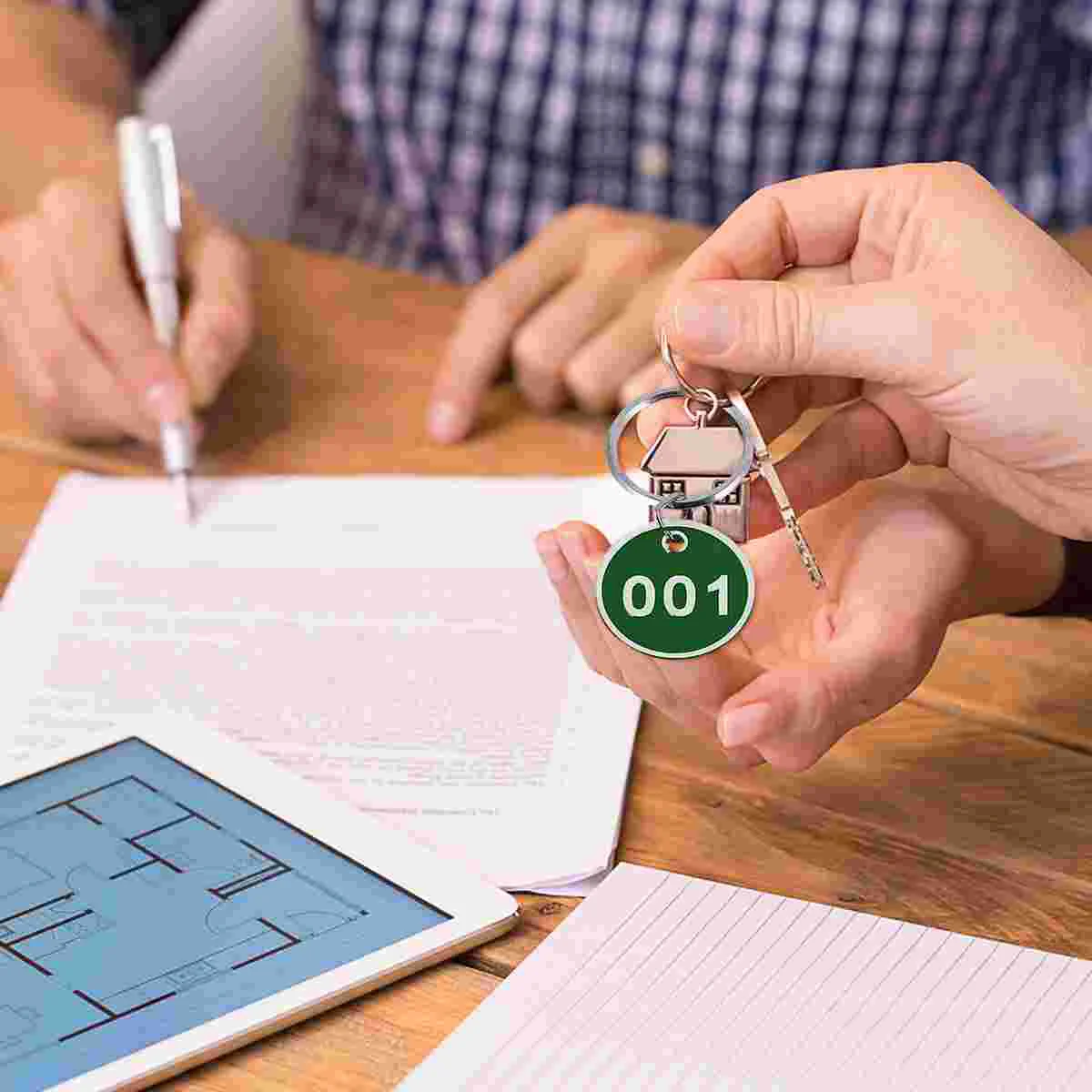 Number Plate Key Tag Pendant Rings Chains Identifiers Keychain Metal Ket Tags with Numbered Luggage