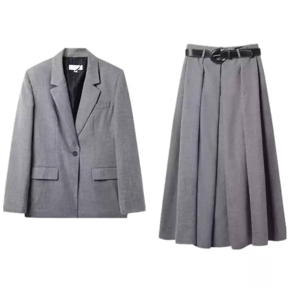 

European and American Style Autumn New Arrivals Women's Fashion Padded Shoulders Herringbone Suit Jacket and Skirt