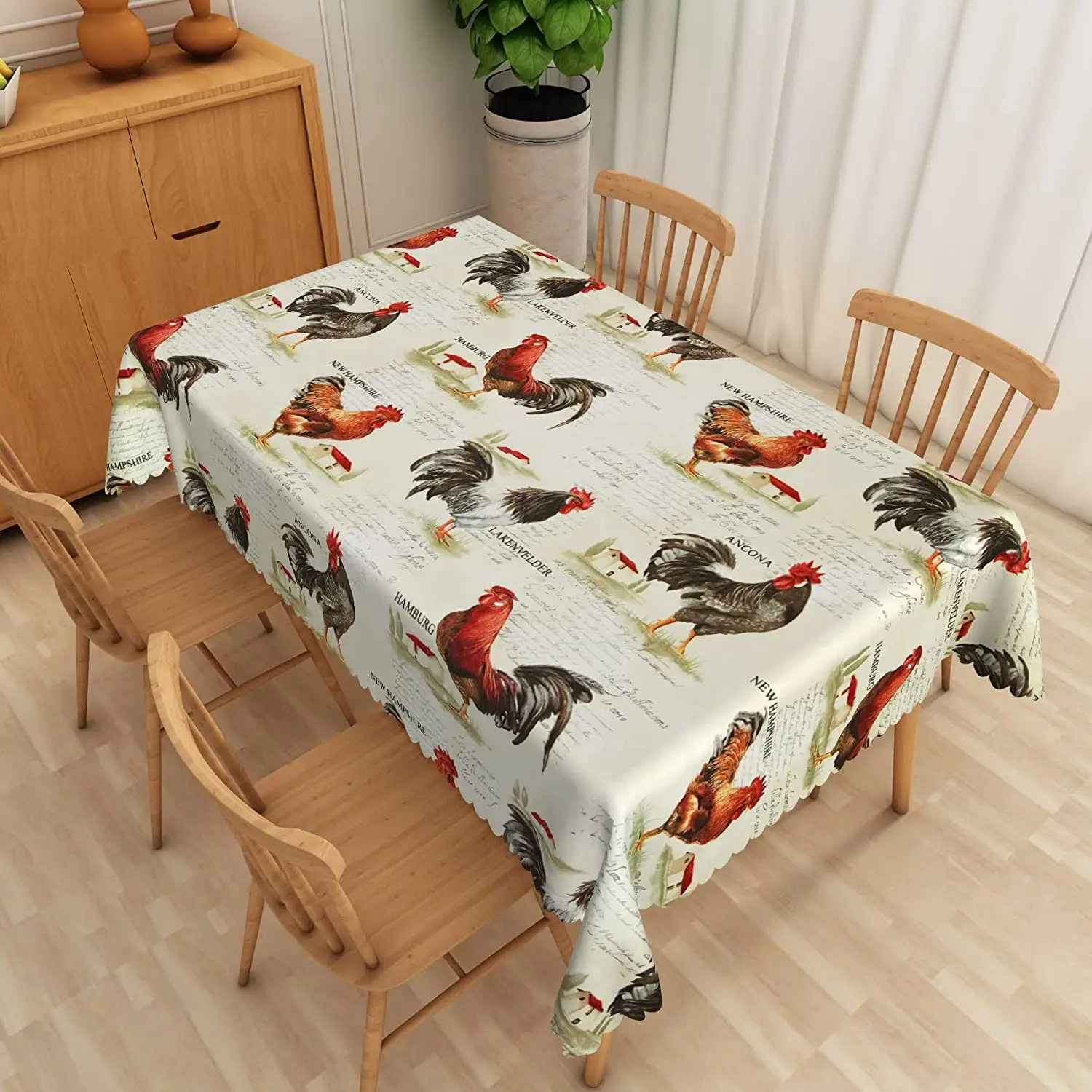 Rustic Farm Rooster Print Kitchen Rectangle Tablecloth Home Living Room Coffee Tablecloth Holiday Party Wedding Accessories