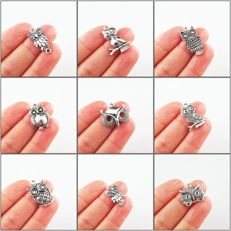 

Fashion New Lovely Animal Owl Birds Charms Antique Silver Color Pendants For Gifts Jewelry