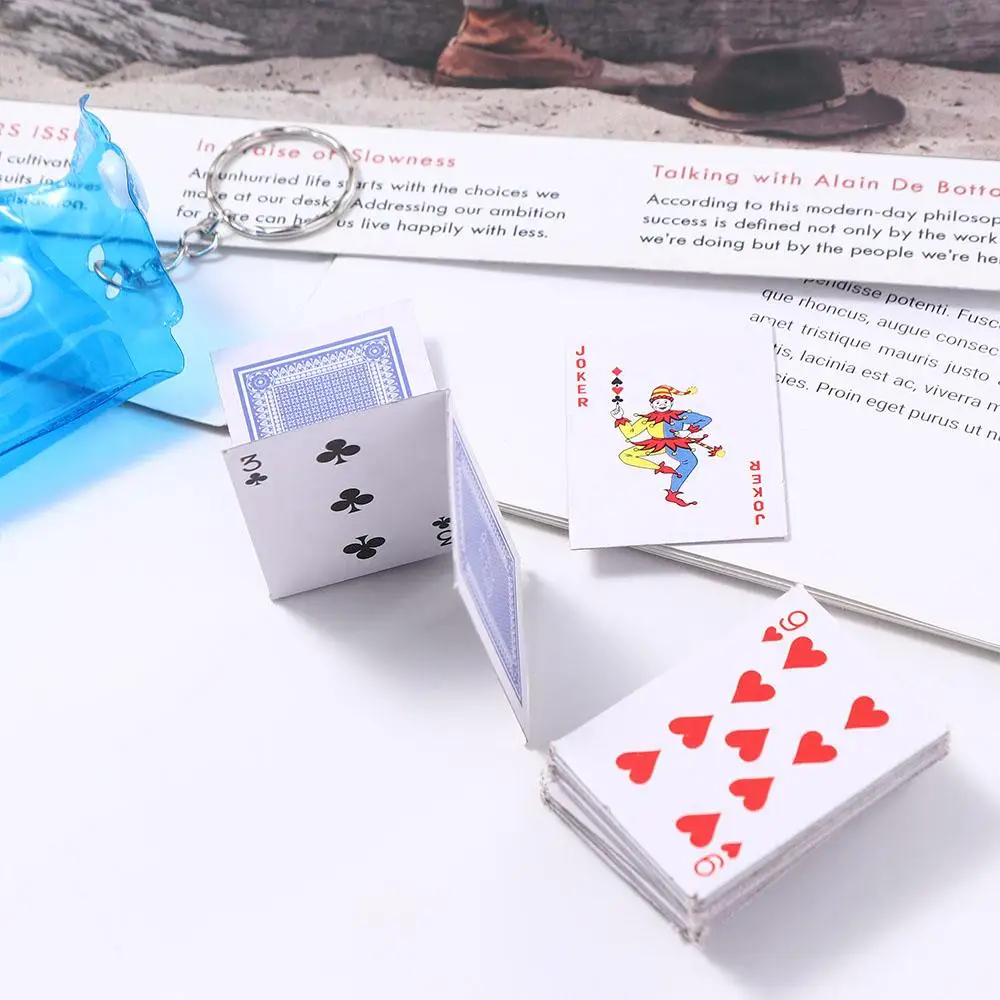 for Gift Car Key Chain Board Game Keyholder Small Bag Pendant Mini Poker Playing Cards Key Rings Poker Keychain