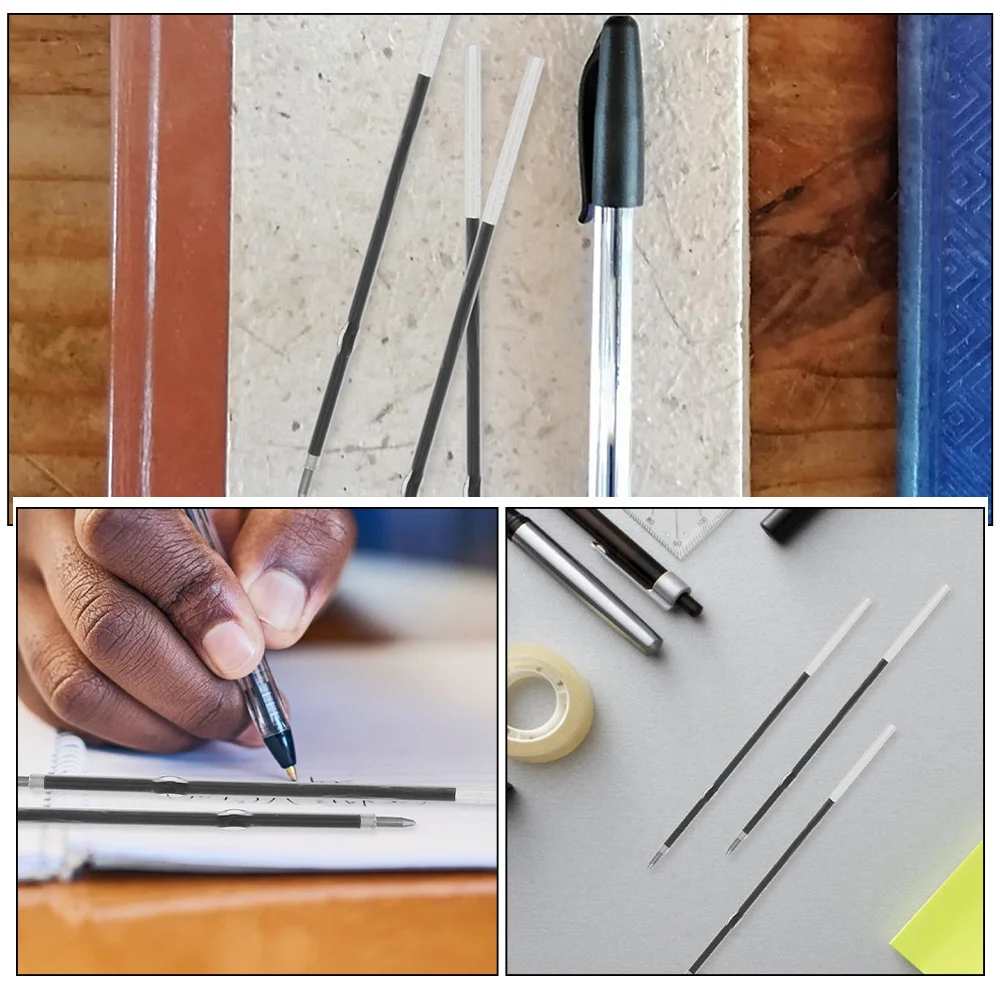 200 шт., 0,7 мм, черные, синие чернила, выдвижные стержни для шариковых ручек, гладкое письмо, быстросохнущие школьные и офисные принадлежности