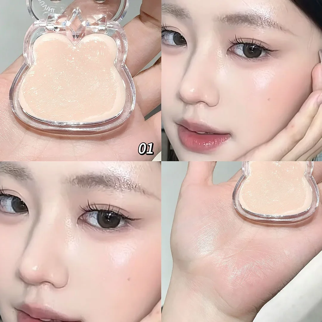 Wet and Bright Highlighter Plate Natural Water Light Clear Contour Shading Brightening Face Cute Rabbit Blusher Cream Make Up