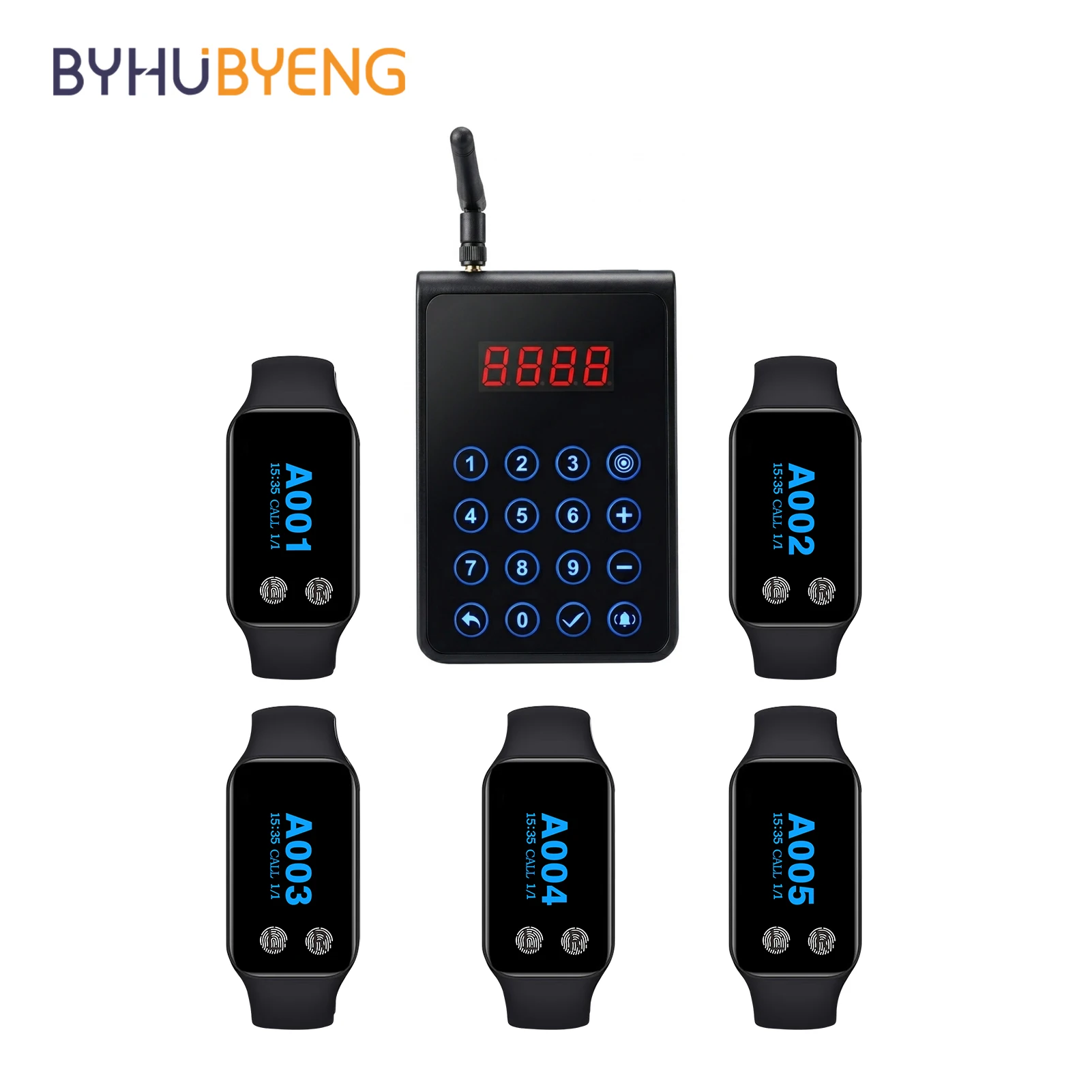Restaurant Paging System Wireless Waiter Calling System with 5 Watch Receivers and 1 Transmitter for Kitchen Cafe Bar Hotel