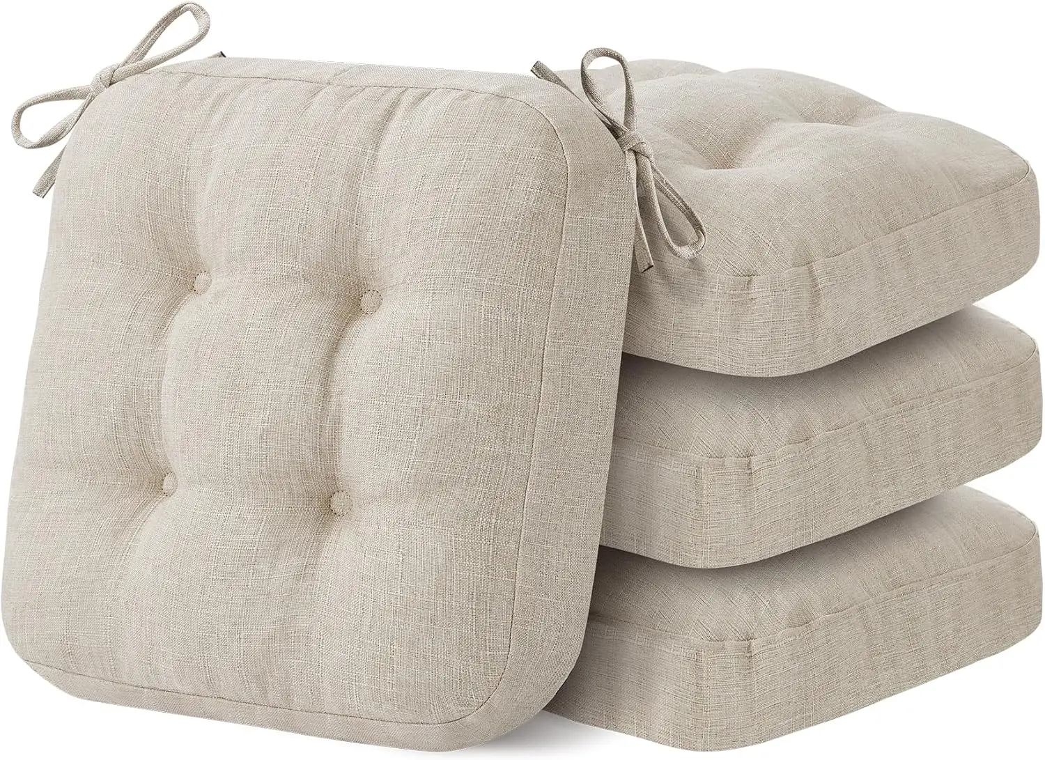 

Подушки для обеденных стульев из пены с эффектом памяти, набор из 4 бежевых подушек с тафтингом, 16,5 x 16,5 x 3,5 дюйма, удобные подушки для стульев для использования в помещении.