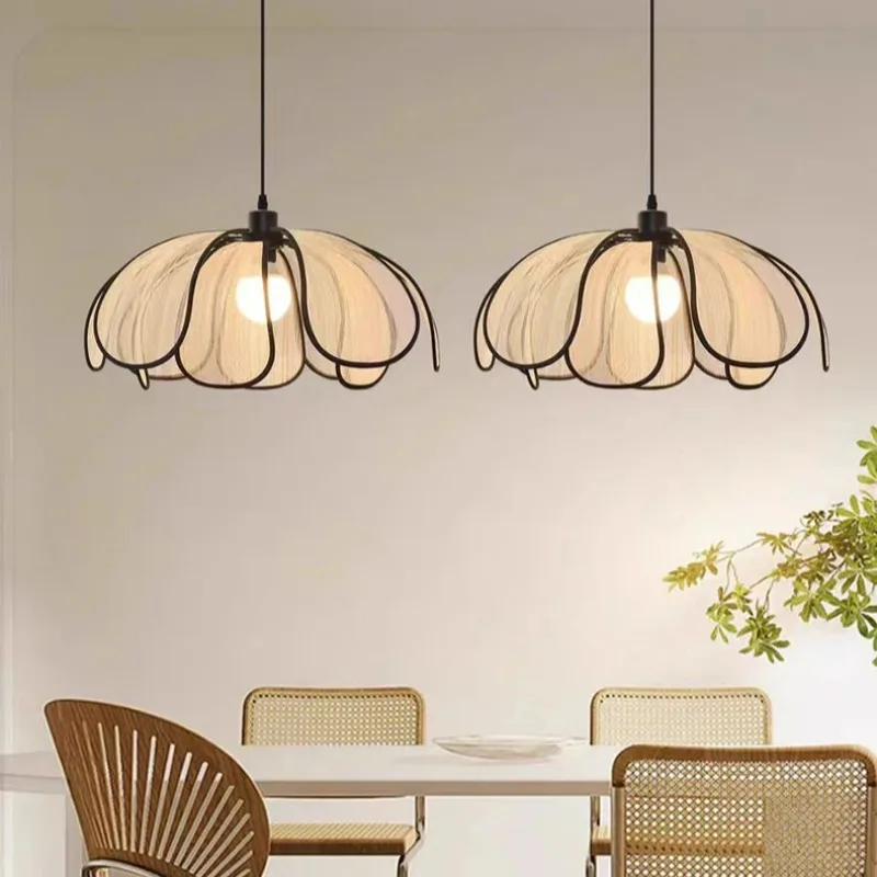 Modern Cloth Pendant Light E27 Bulb for Dining Room Bedroom Parlor Dropshipping Art Decor Lamp 110-240V