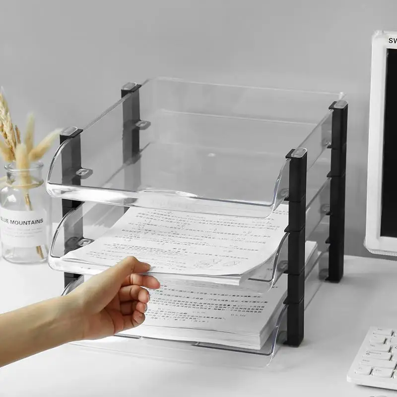 A4 File Organizer Tray 2/3-Layers Desk Accessorie Magazine Holder File Office Organizer Plastic Storage Book Shelf New