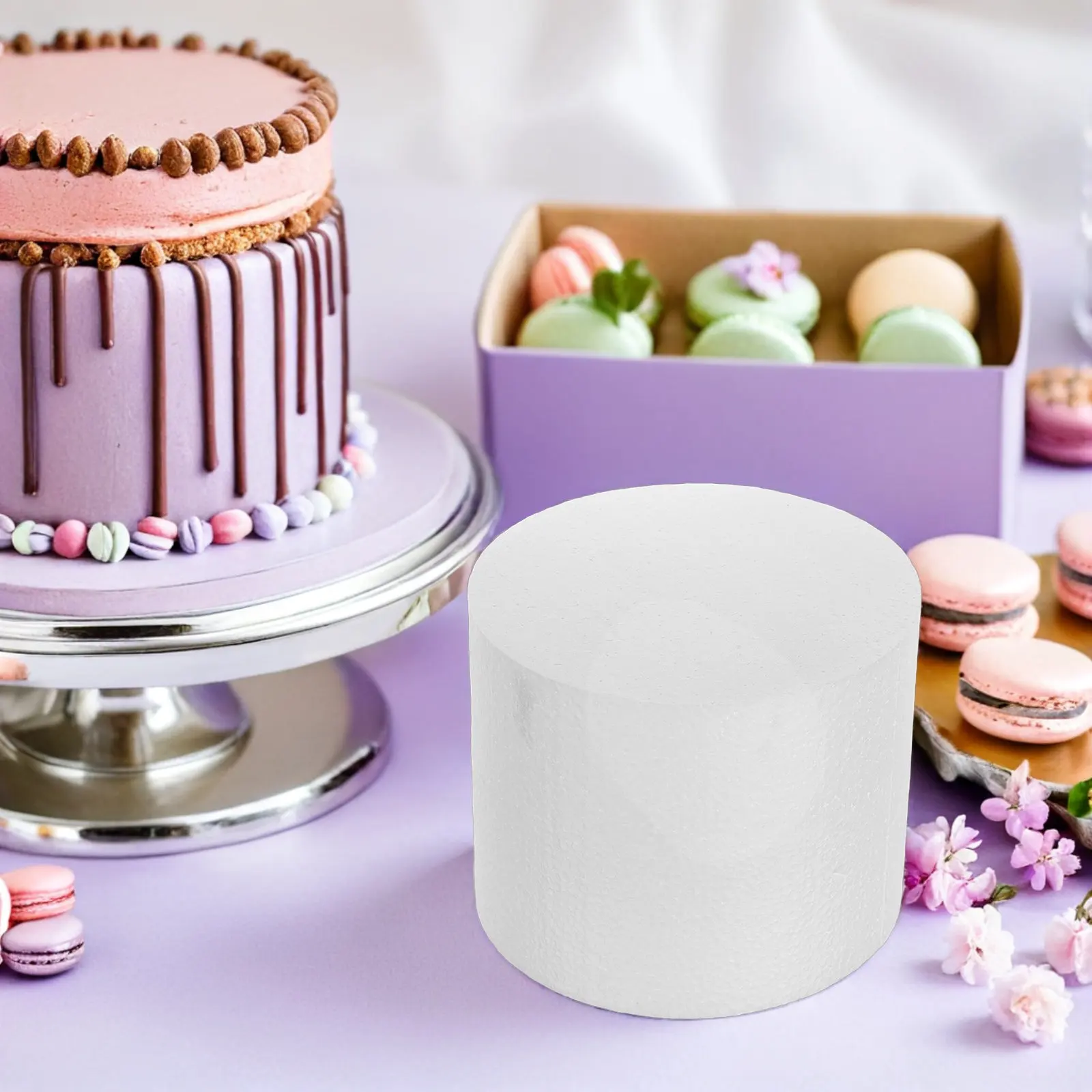 4Pcs Cake Dummies White Foam 6 Inch Round Shapes Reusable Bakery Decorating Cake Stacking Practice Wedding Photo Prop Display