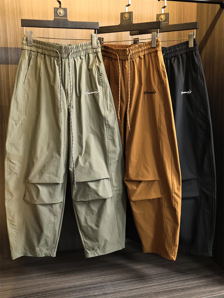 

Men's Casual Pants 3D aped Air Silk Polyester Blend Straight Leg Paratrooper Leisure Trousers Faionable Urban Sle Summer