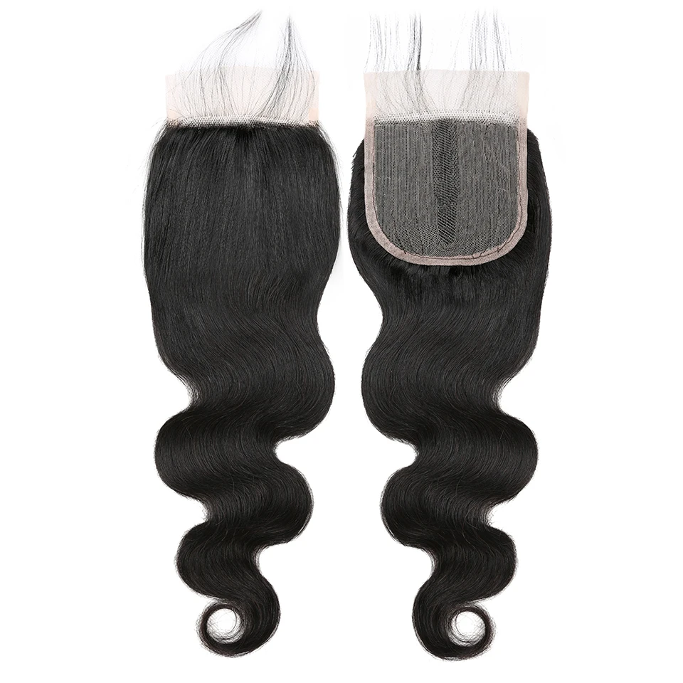 Aircabin Body HD Transparent Human Hair T Part Lace Closure Only 4x4x1 Inch Middle Part Real Brazilian Real Hair With Baby Hair