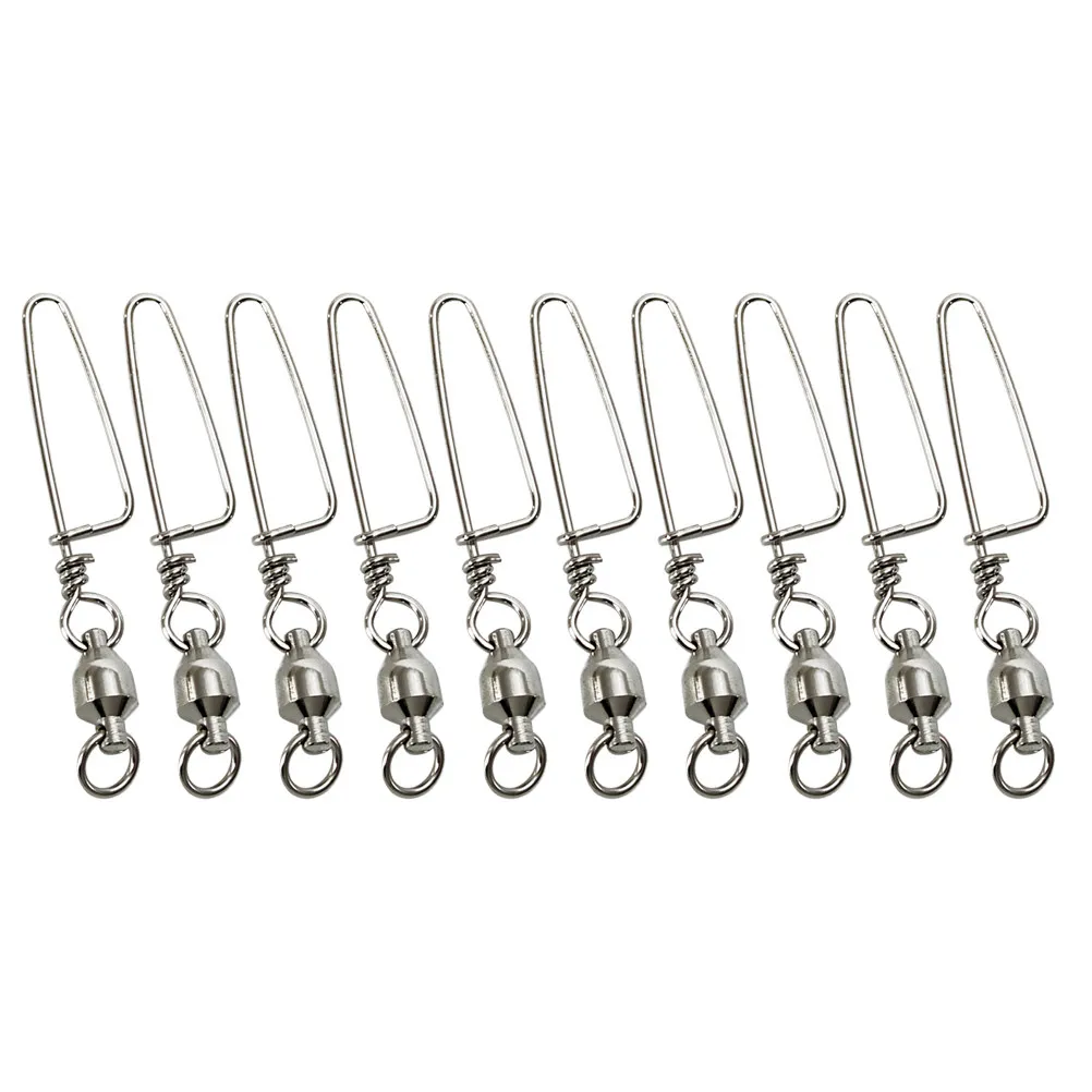

10pcs Fasteners Heavy Duty Metal Fishing Swivels Smooth Rotation For All Fishing Methods Ball Bearing Swivels