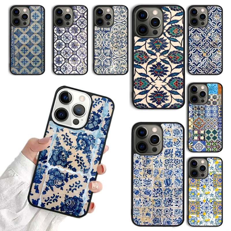 Portuguese Tiles Mobile Phone Cases Cover For iPhone 16 15 14 12 13 mini 11 Pro MAX apple 6 7 8 Plus SE2020 Coque