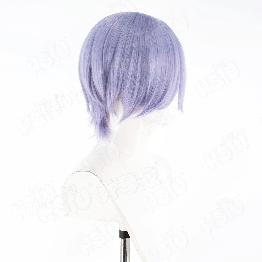 Anim KPop Demon Hunters Saja Jongens Mystery cosplay Pruik 30 CM grijs paars kort haar Synthetische Pruik + Pruik cap Party Halloween Pruik