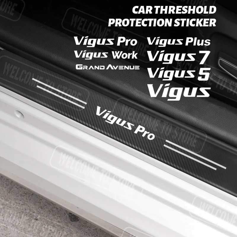

4/5pcs For JMC Vigus 5 7 Plus Pro Work DADAO Grand Avenue LOGO Auto Door Sill Carbon Fiber Car Sticker Protector Trunk Tailgate