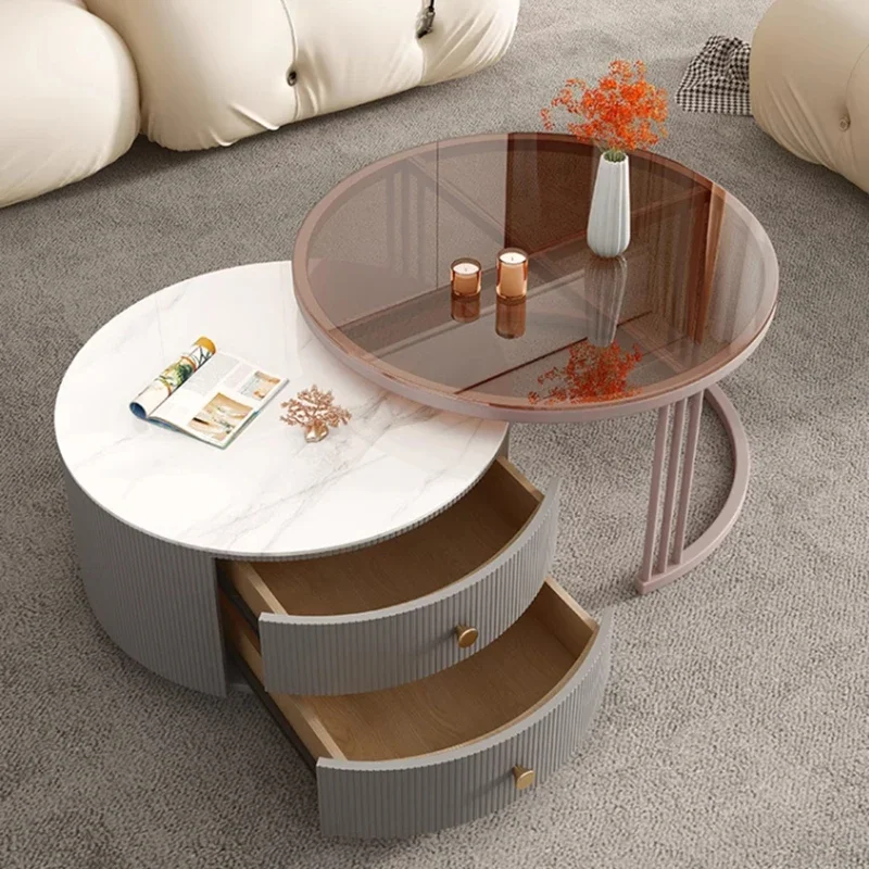 Mesa de centro artesanal con cajones, diseño moderno y de lujo, mesa auxiliar nórdica para centro de servicio, mobiliario de hotel