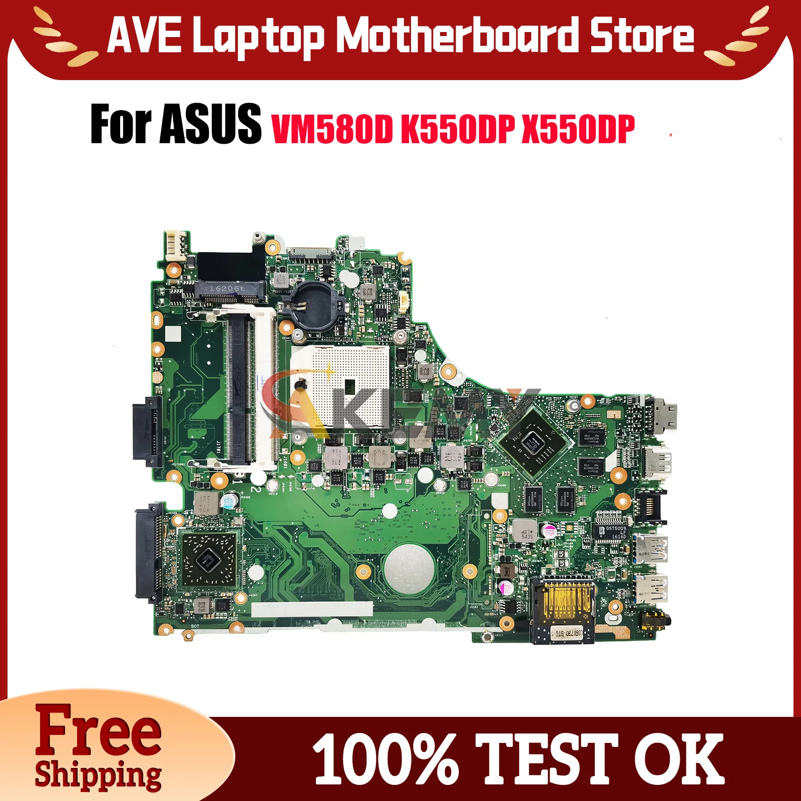 

Материнская плата для ноутбука X550DP для ASUS VivoBook K550DP VM580D X550DP X550D, материнская плата для ноутбука на складе, 100% тестирование, ОК, быстрая доставка