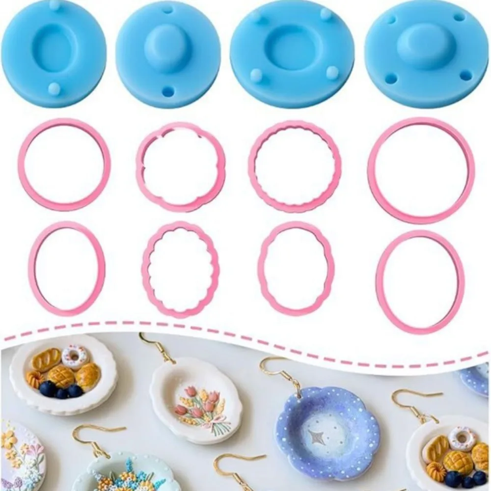Scalloped Edge Plate Polymer Clay Cutters DIY Craft Creative 3D Plate Clay Earring Molds Durable Simple Polymer Clay Tools