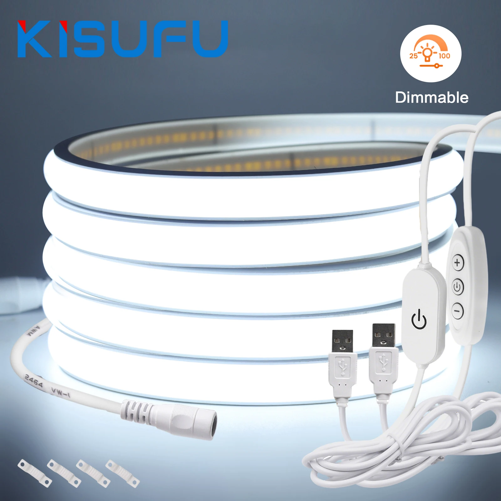 

Светодиодная неоновая лента 5В COB с регулировкой яркости, сенсорным выключателем/переключателем ВКЛ/ВЫКЛ, USB, 320 светодиодов/м, IP68, теплый/нейтральный белый свет, для подсветки кухни/комнаты, 1-5 м