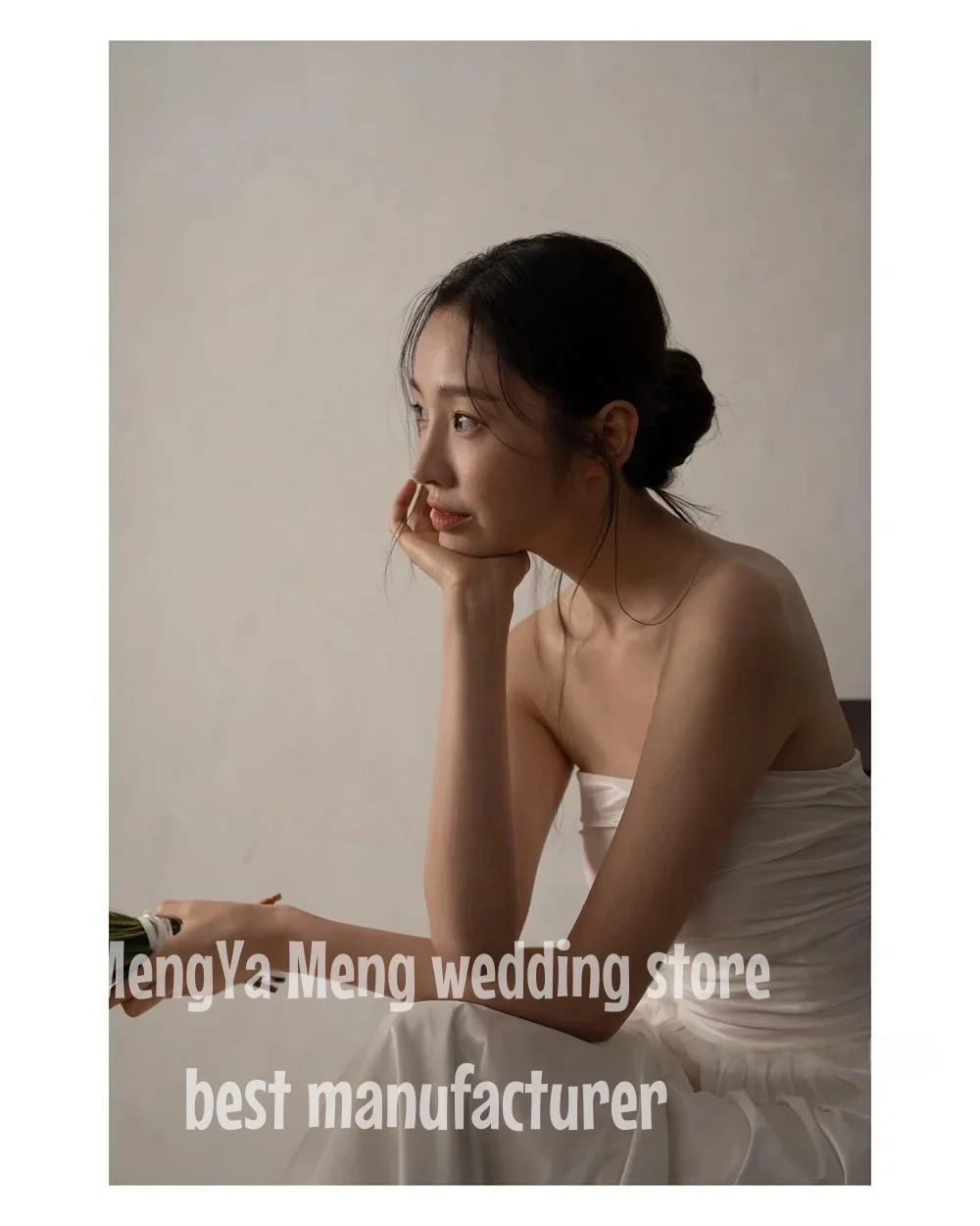 ZHUISHU Simple A Line Taffeta Korea Wedding Dress Customized Photoshoot Strapless Corset Back Floor Length Bridal Gown Plus Size