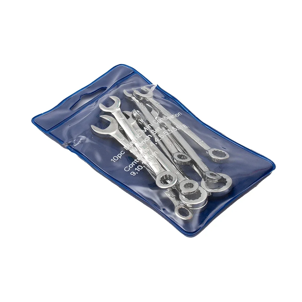 

10pcs Combination Spanner Set Small Wrench Metric / SAE Imperial Wrench Set Portable Power Tool Ratchet Wrench Car Repair Tools