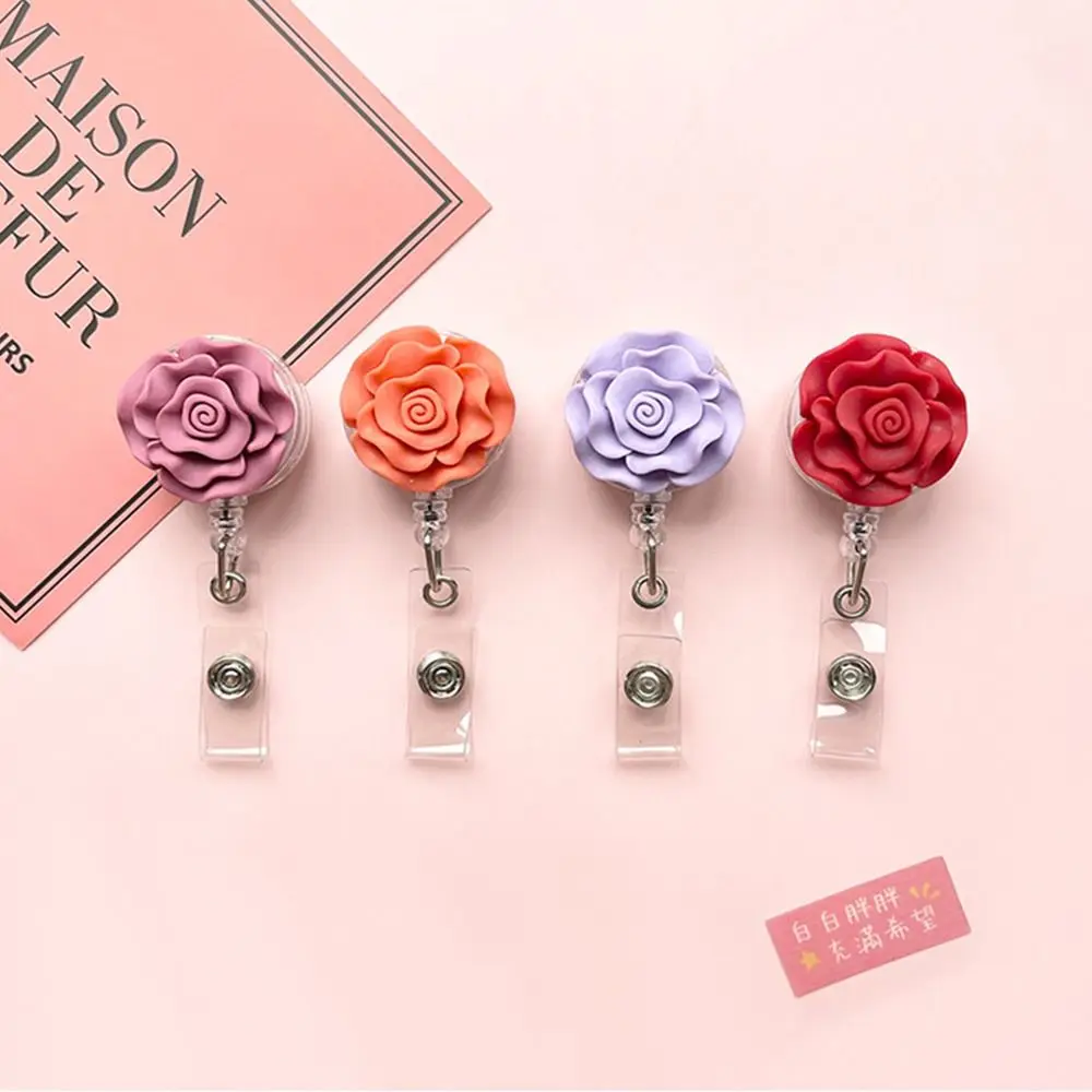 

Flower Nurse Name Tag Badge Reels Lanyard Badge Employee Hospital Chest Pocket Clip Badge Holder Reel Clip Easy Pull Buckle