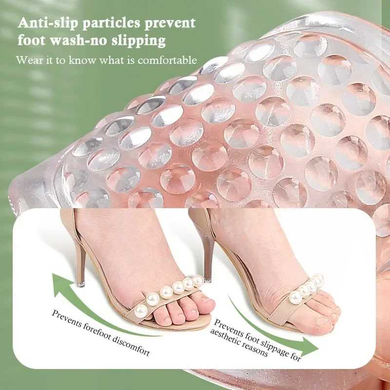 GEL Seven Points Women's High Heel Sandals Insoles Self-Adhesive Cushion Silicone Shoe Pads Washable Summer Comfort Pad