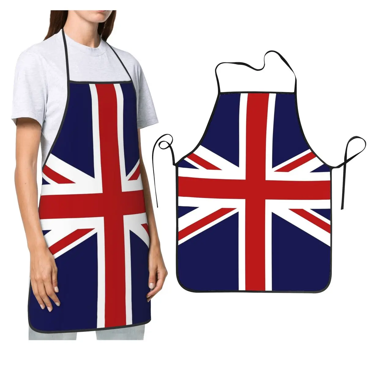 

Фартуки с флагом Юнион Джека в Великобритании, повар, приготовление пищи, выпечка, столб, водонепроницаемый нагрудник, кухонный сарафан для чистки для женщин и мужчин, живопись