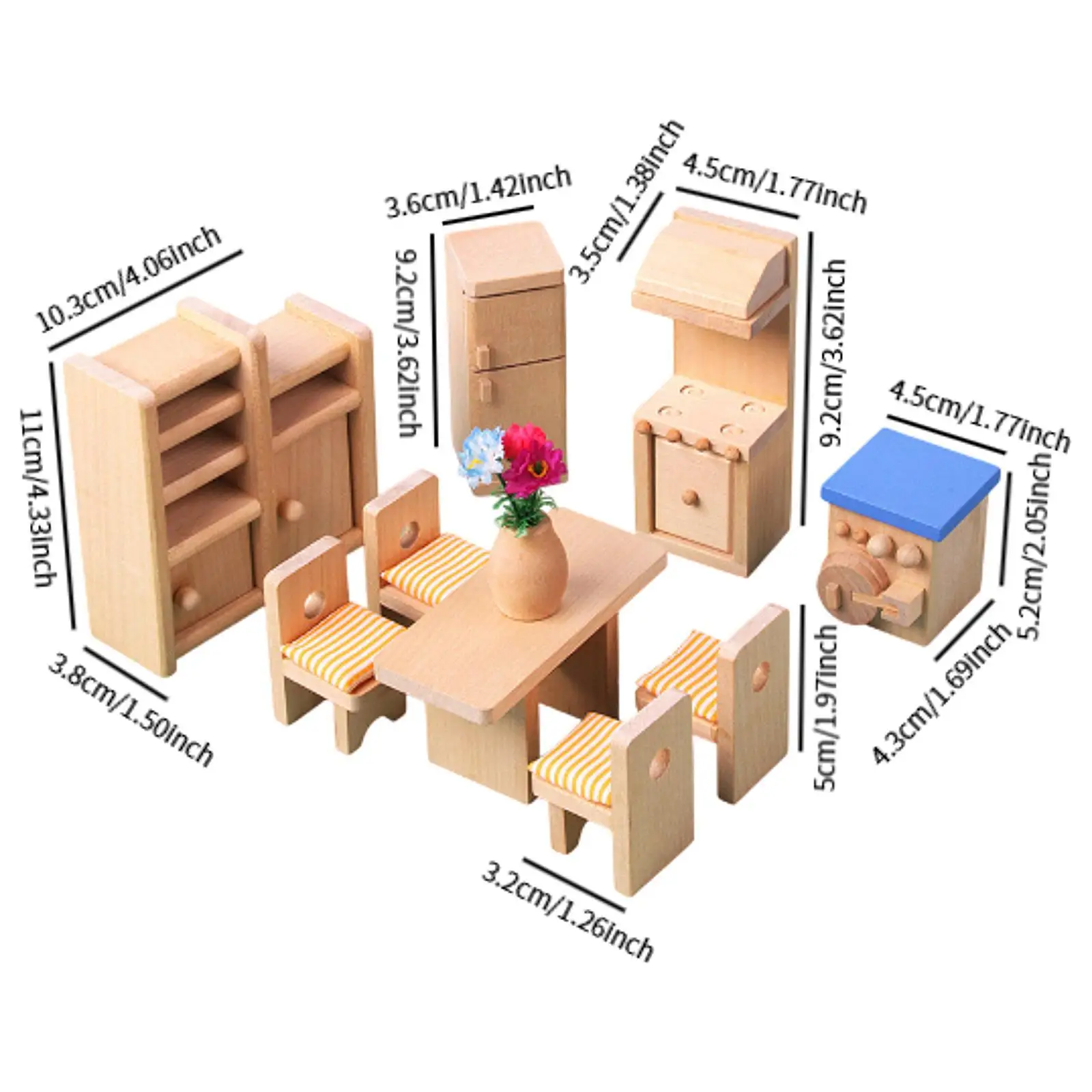 Juego de muebles en miniatura para casa de muñecas de madera, decoración para casa de muñecas, regalo de Navidad, accesorios de escena de vida, manualidades de Hobby para niños pequeños mayores de 3 años