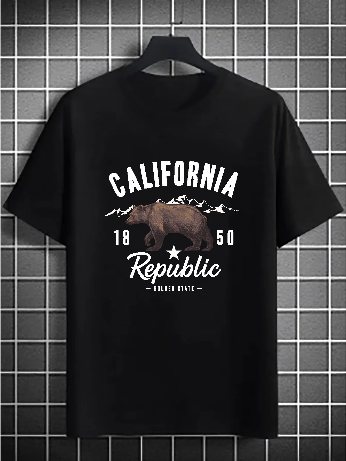 Men's Plus Size 'CALIFORNIA REPUBLIC' Graphic Tees For Summer, Oversized Casual T-shirts Men's Clothings