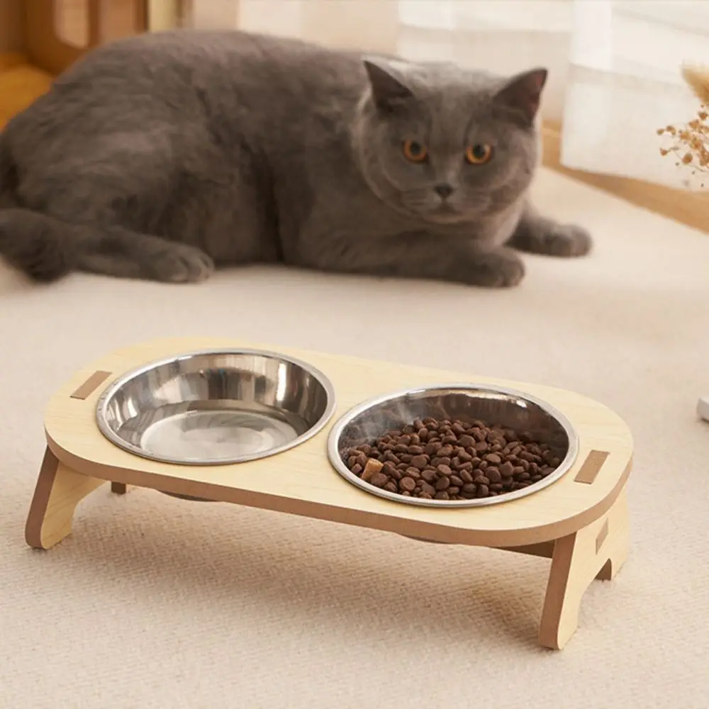 Practical With Stand Pet Bowl 2-in-1 Non-Slip Cat Double Bowls Portable Protect Cervical Spine Pet Supplies