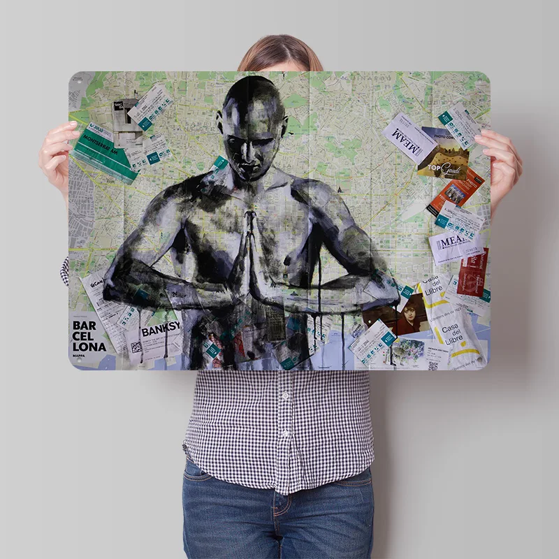 Barcelona Map Personalized 3D Textured Metal Poster Wall Art Vintage Tin Signs for Coffee Bar Accessories Home Decor Ornaments