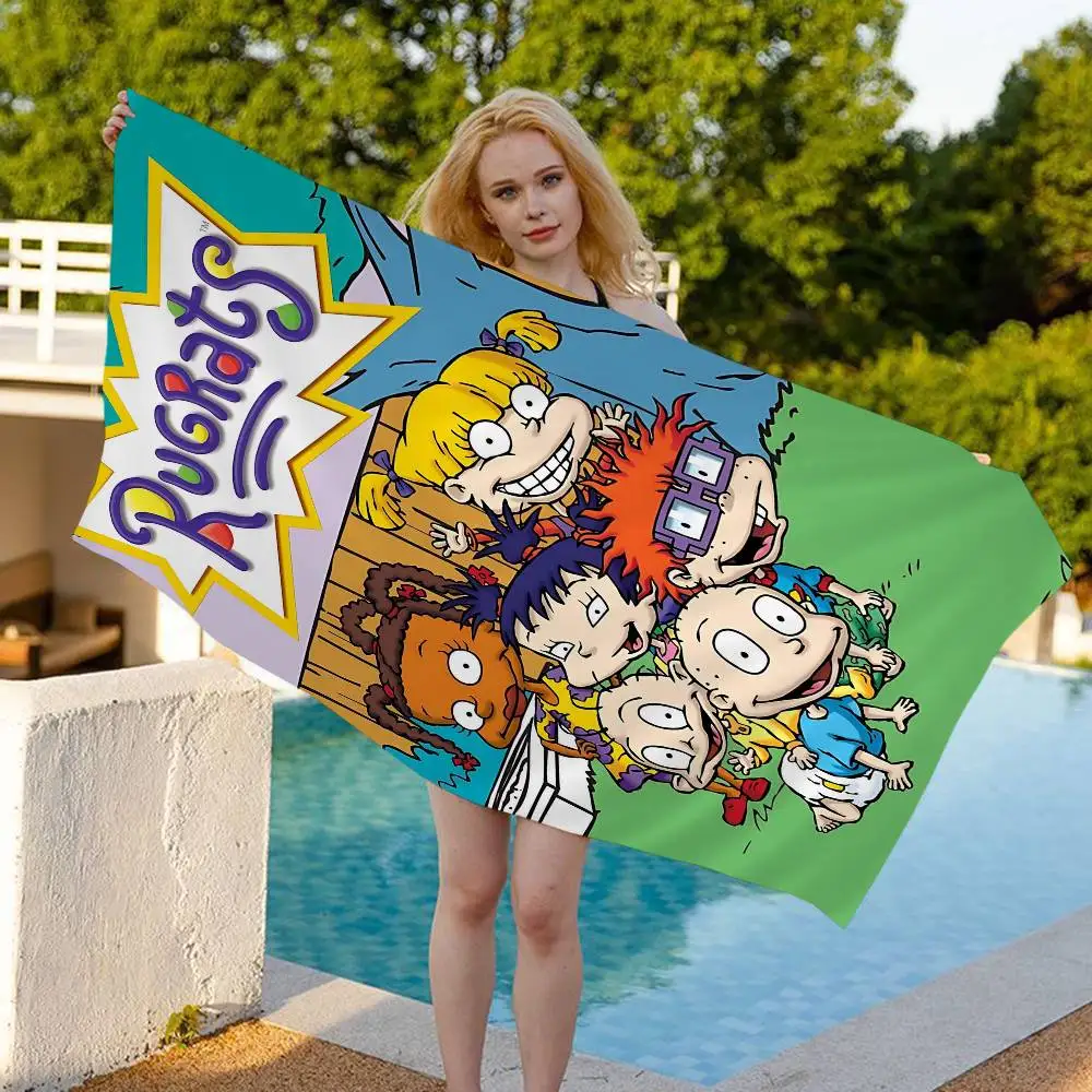 Cartoon Funny R-Rugrats Beach Towel Colorful Bath Towels for Girl Microfiber Quick Dry Custom Sand Free Beach Yoga Spa Gym Pool
