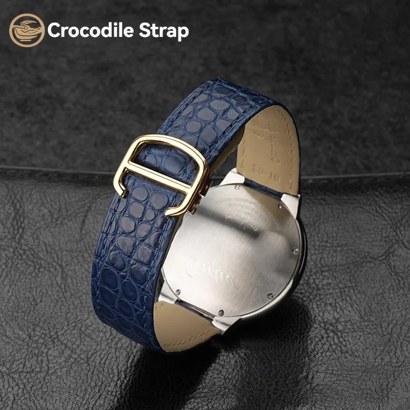 Crocodile leather watch strap For Cartier blue balloon WSBB0025 W69012Z4 14-8mm 16-8mm 18-11mm 20-12mm 22-14mm convex watchband