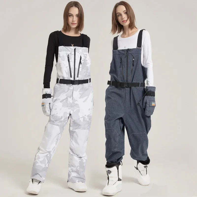 

2024 New Ski Pants Men Women Skiing Overalls Hiking Windproof Jumpsuits Outdoor Snowboard Suits Loose Waterproof Ski Suits