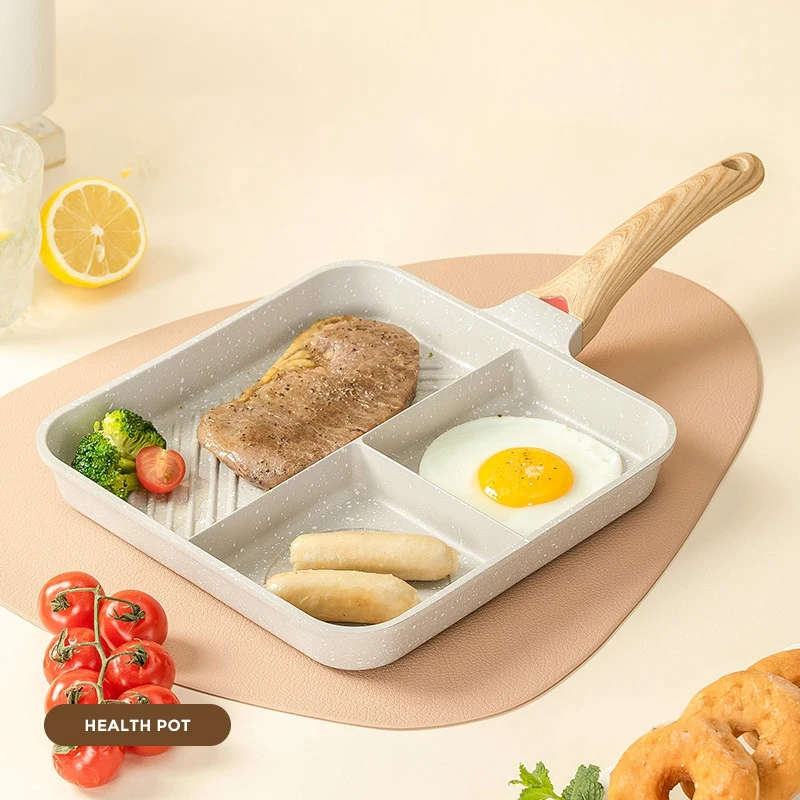 Poêle à frire multi-usages en alliage d'aluminium, poêle à œufs frits, poêle à steak, durable