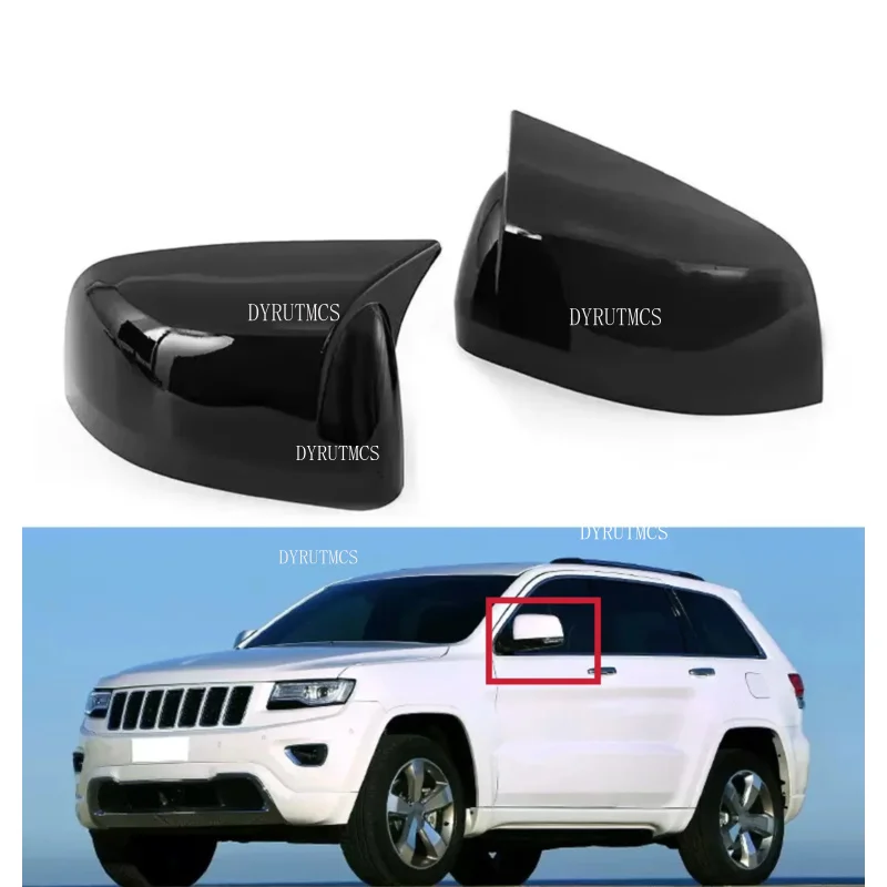 Car Rearview Side Mirror Cover Wing Cap For Jeep Grand Cherokee 2011-2022 Exterior Door Rear View Case Trim Sticker Carbon Fiber