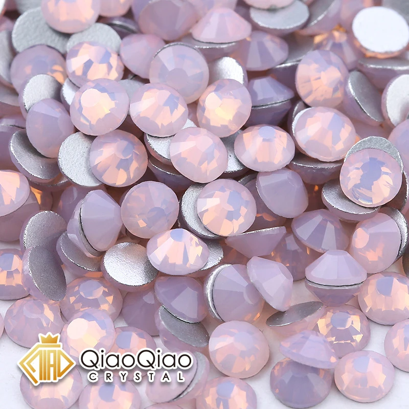 

QIAO SS4-SS30 Pink Opal/Blue Opal/Green Opal Non Hotfix Rhinestone Flatback Round Glue On Rhinestones DIY Nail Art Decorations